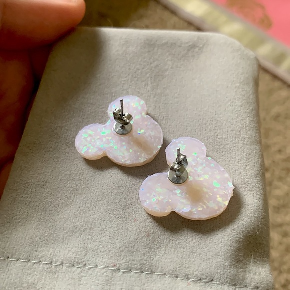 Glitter Pearl Handmade Mickey Mouse inspired earrings - stud backing - Picture 2 of 4